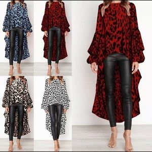 High Drama High-Low Leopard Print Blouse